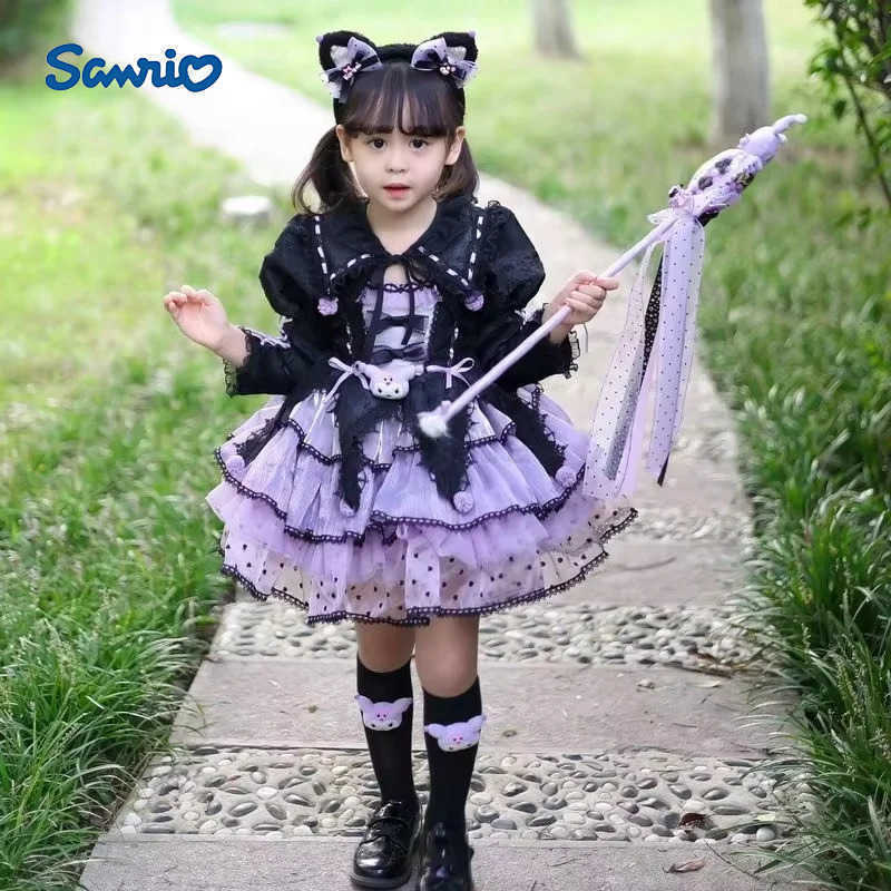 Sanrio In Stock Kuromi Lolita Cosplay Strap Dress Princess Glowing Skirt Support Rear Tail Little Coat Safety Trousers Halloween ClothXJ250618