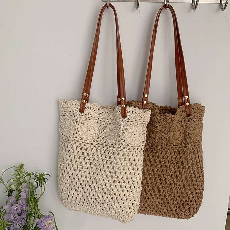 Large Capacity Woven Tote for Women 2025 New Summer New Crochet Cotton Rope Handbag Beach Shoulder Bag