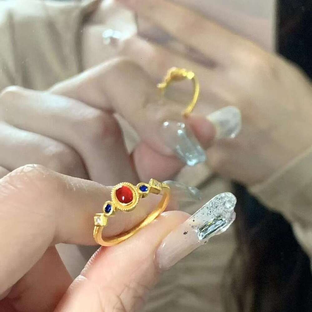 Hot Selling Chinese Style Small Palace Sparrow Color Ring Elegant Light Luxury Niche Adjustable Gift High-end Version