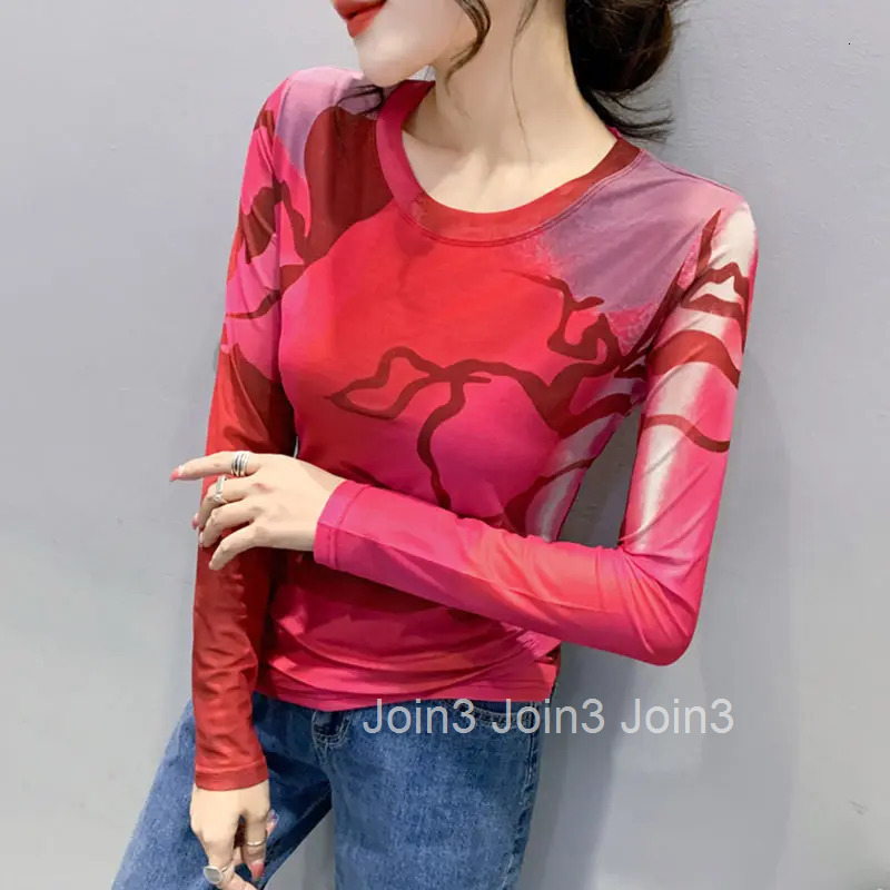 Woman T-shirt 2025 Mesh Skinny Tshirt Top for Women ClothingWith Print Original Fitted Simple Cheap Stylish Cool Beautiful Tee