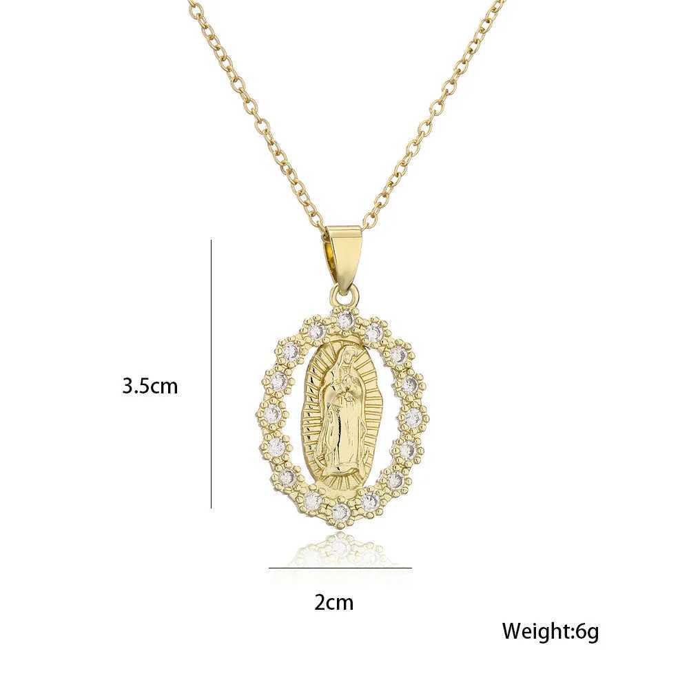 Good Quality Virgin Mary Wen/men Necklaces Gold Color Stainl Steel Virgin Mary Pendant With CZ StoneElegant Jewelry GiftC250617
