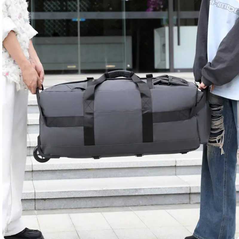 Foldable Wheeled Travel Bag Outdoor Camping Hiking Car Duffle Bags Luggage Moving Handbag Large Sport Fitness Storage Backpack W250618