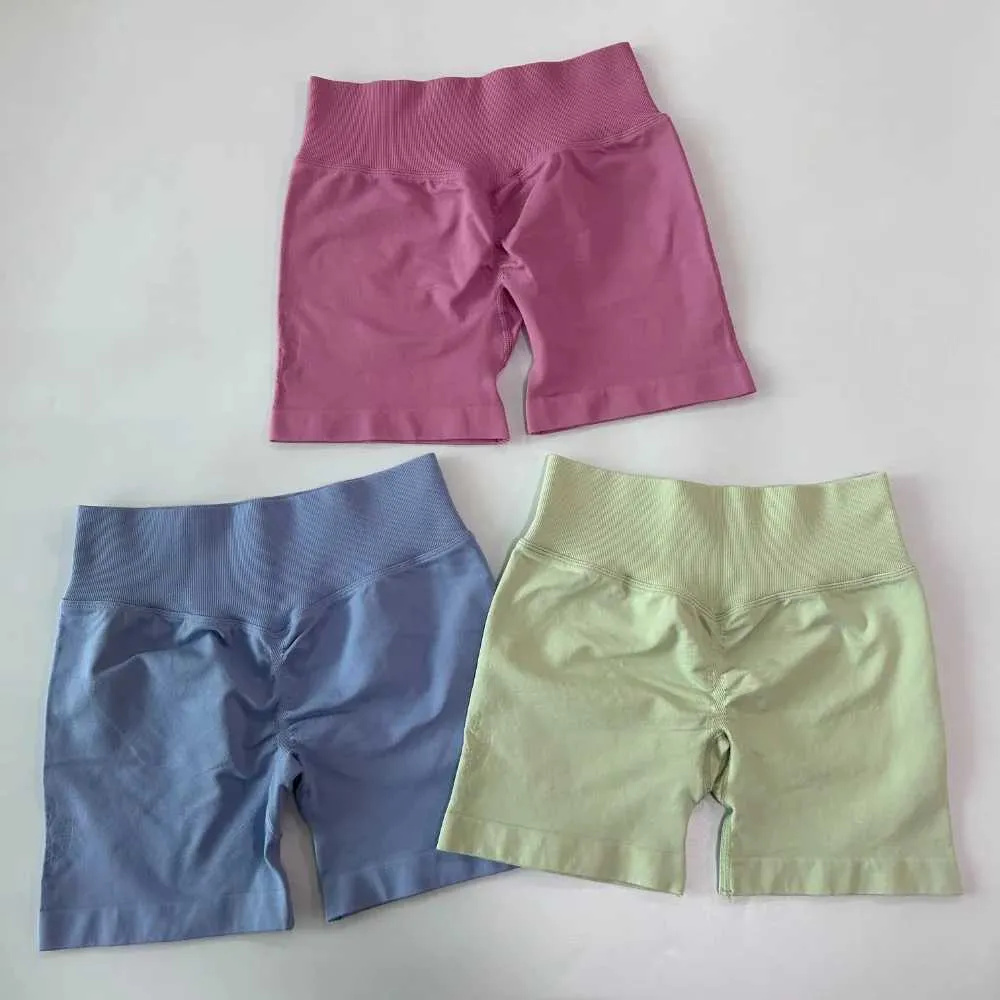 2 Lanyi edited seamless yoga sets with leaves one shoulder bra high waisted gym shorts running clothes activity clothesW250411