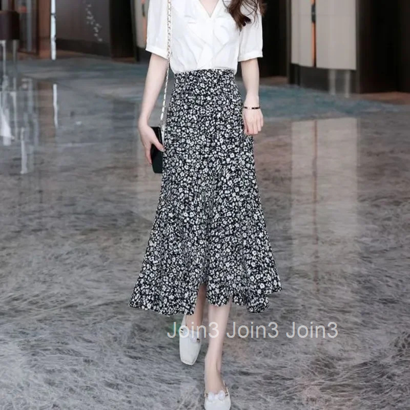 High Waist Ruffle Black Woman Skirt Floral Midi Clothing Sales Trend 2025 Y2k Vintage Summer Premium Harajuku V Skirts for Women