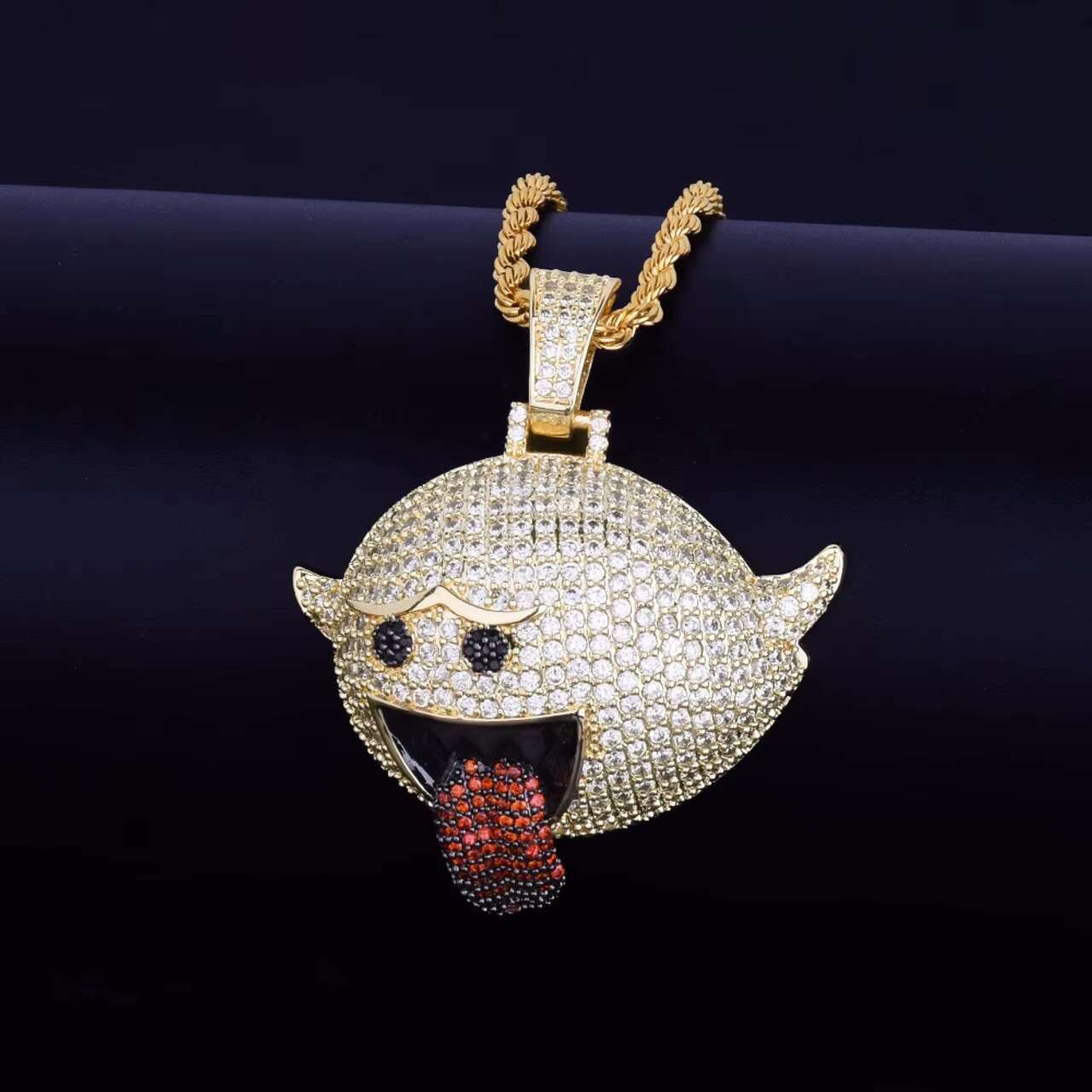 925 Sterling Silver Naughty Ghost Pendant round Brilliant Cut Moissanite Diamonds Iced Hip Hop Style Necklace Pendants Charms