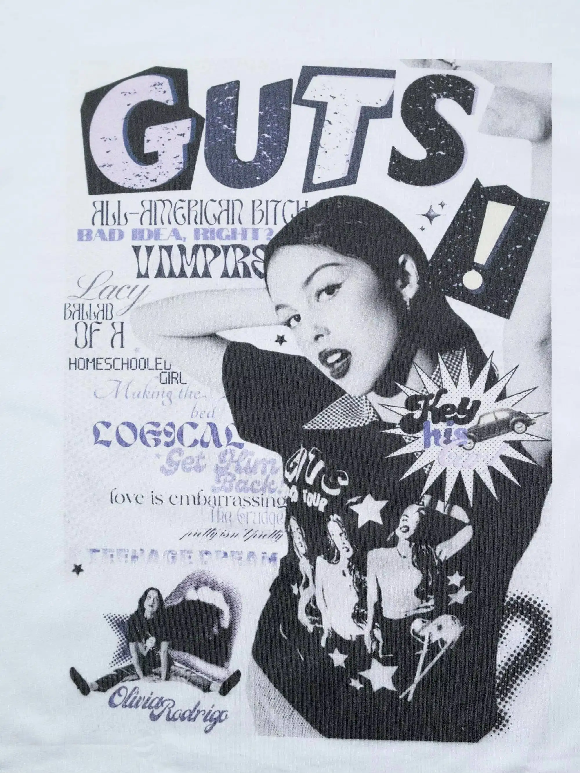 Summer Fashion 2025 Olivia Rodrigo Yaya Peripheral GXYY Short Sleeve T-shirt GUTS Digital Print Pure Cotton Men and Women