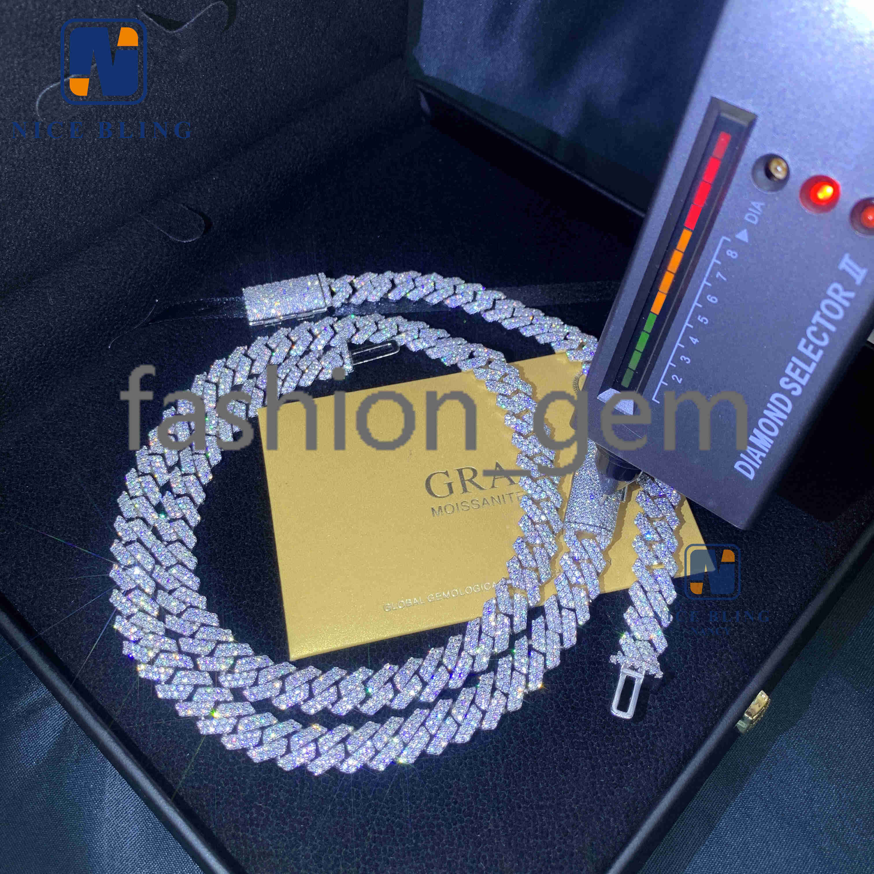 8mm 10mm Hip Hop Necklace Fashion Style S925 Vvs Moissanite Iced Out Jewelry Moissanite Diamond Cuban Link Chain