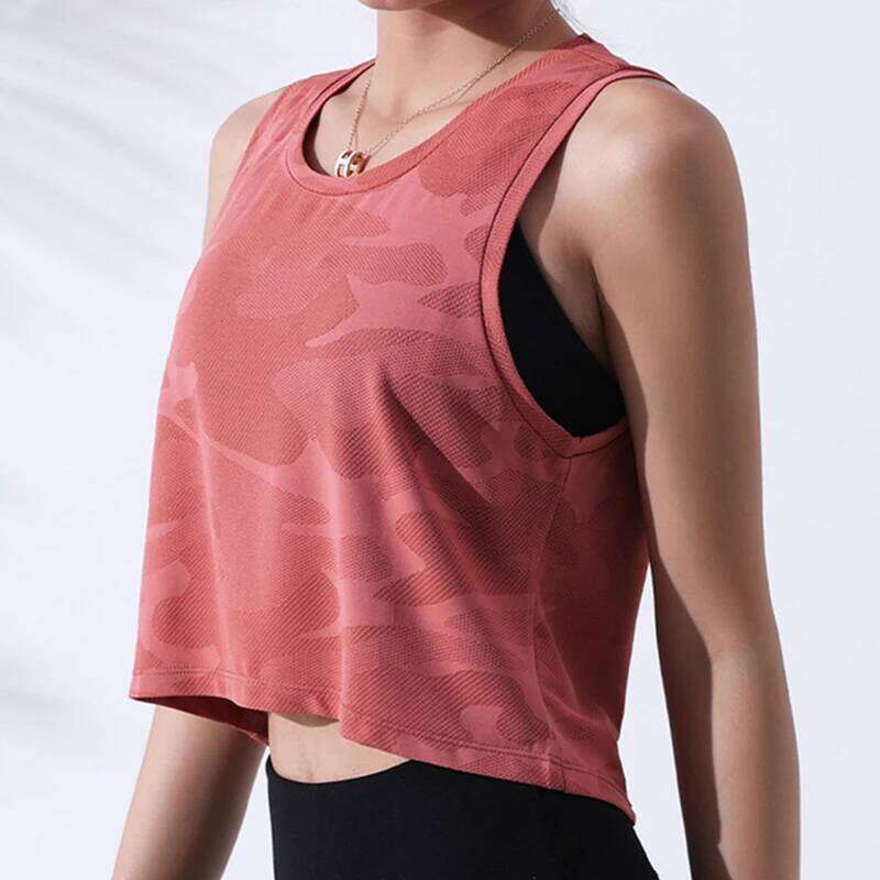 Camouflage Running Vest Women, Fiess Crop Top, Sleeveless Mesh Yoga Shirts, Breathable Tank Tops for Training and Gym, Women's Sportswear