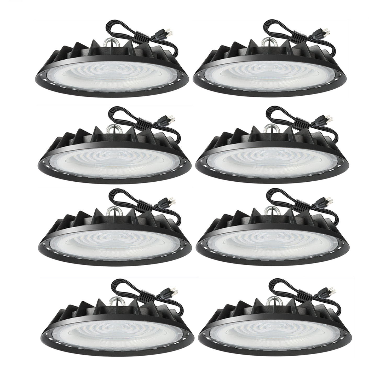 UFO LED High Bay Light 200W, 300W 500W HighBay LED Lights, 4' Cable with Plug, Hanging Hook, LED Shop Light for Factory Barn Warehouse, 8 Pack
