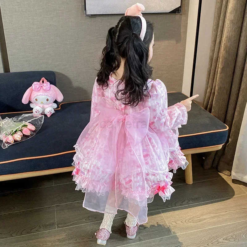 Sanrio Sanrio 2024 New My Melody Lolita Dress Kawaii Kids Girl Cosplay Clothing Cute Halloween Birthday Party Role Play Tutu Dress Gift XJ250618