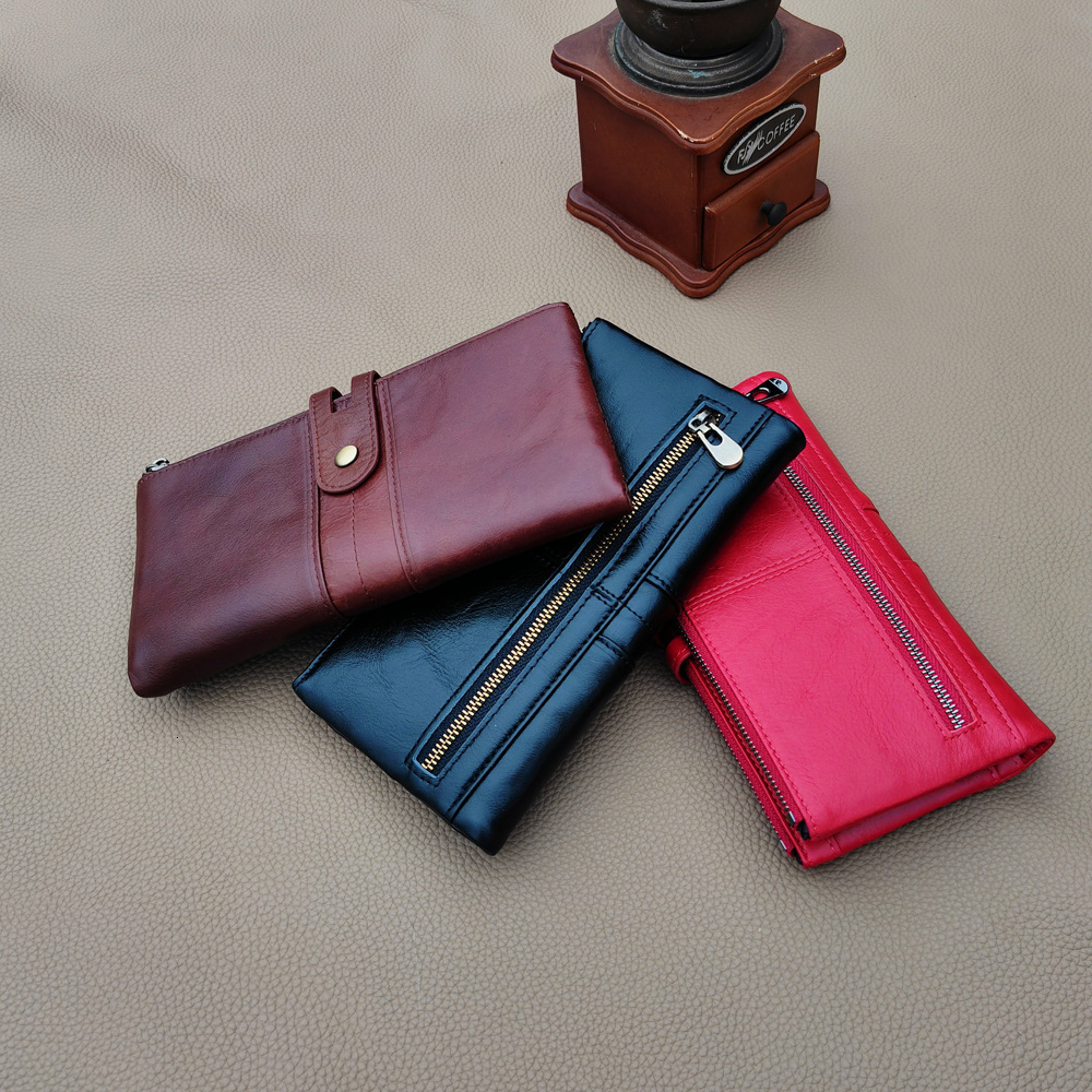 Free Luxury Bag Shipping Designer New Foreign Trade Women's Genuine Leather Long Wallet First Layer Cowhide Elegant Buckle Vintage Wallet