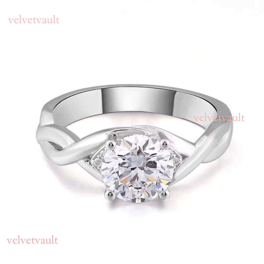 Bridal AU750 Platinum 1.5ct VVS Round Cut Lab-Grown Phosphorite Wedding Ring Passes Tester