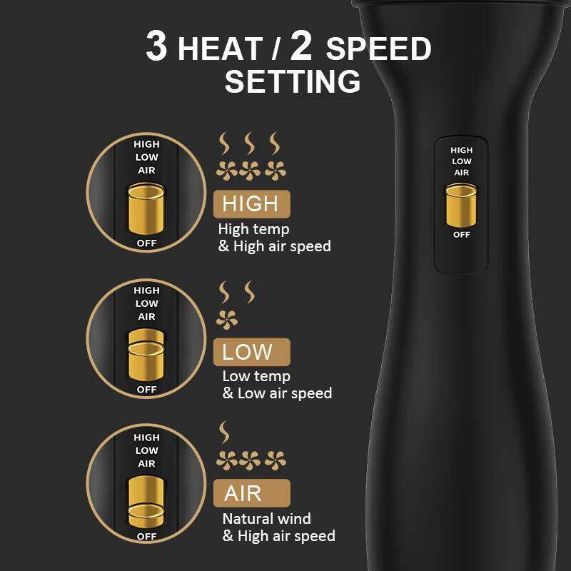 LISAPRO Elegant Black Golden Hot Air 2.0 One Step Hair and Styler Volumizer Multifunctional Blow Dryer Brush