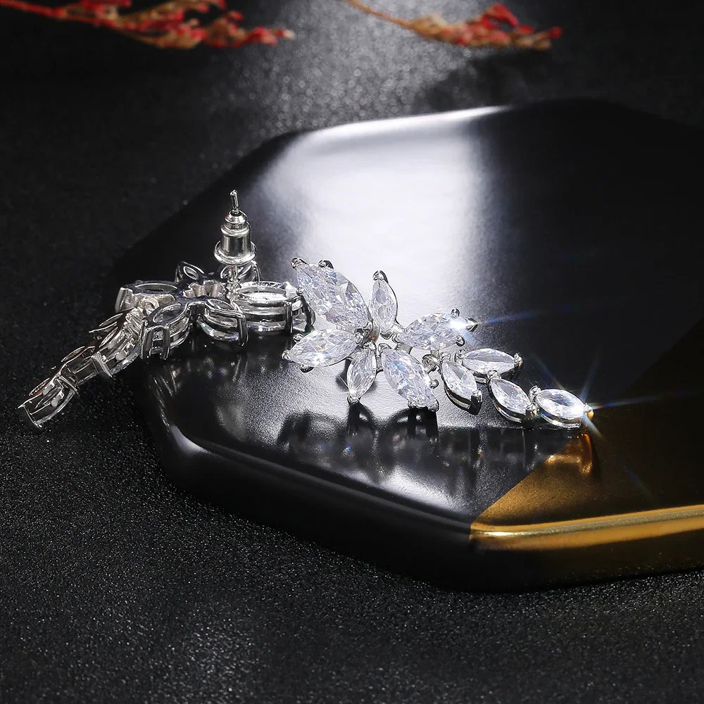CAOSHI Stylish Wedding Jewelry Drop Earrings for Women Graceful Silver Color Bright Zirconia Pendant Accessories Gifts 250617