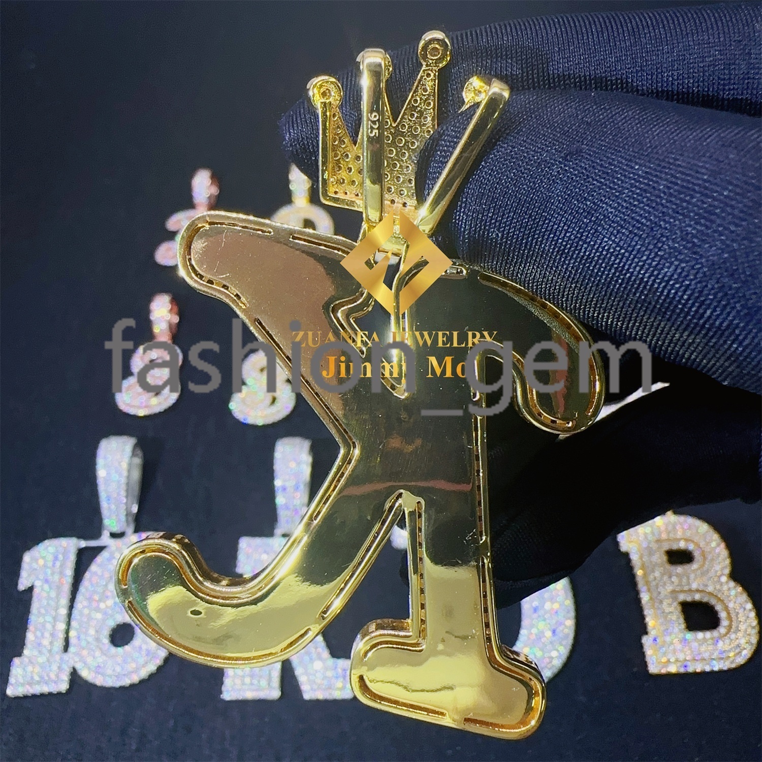 Custom Pass Diamond Tester GRA Certificates Iced Out Hip Hop Jewelry VVS Moissanite Diamond Initial Letter Pendant Necklace