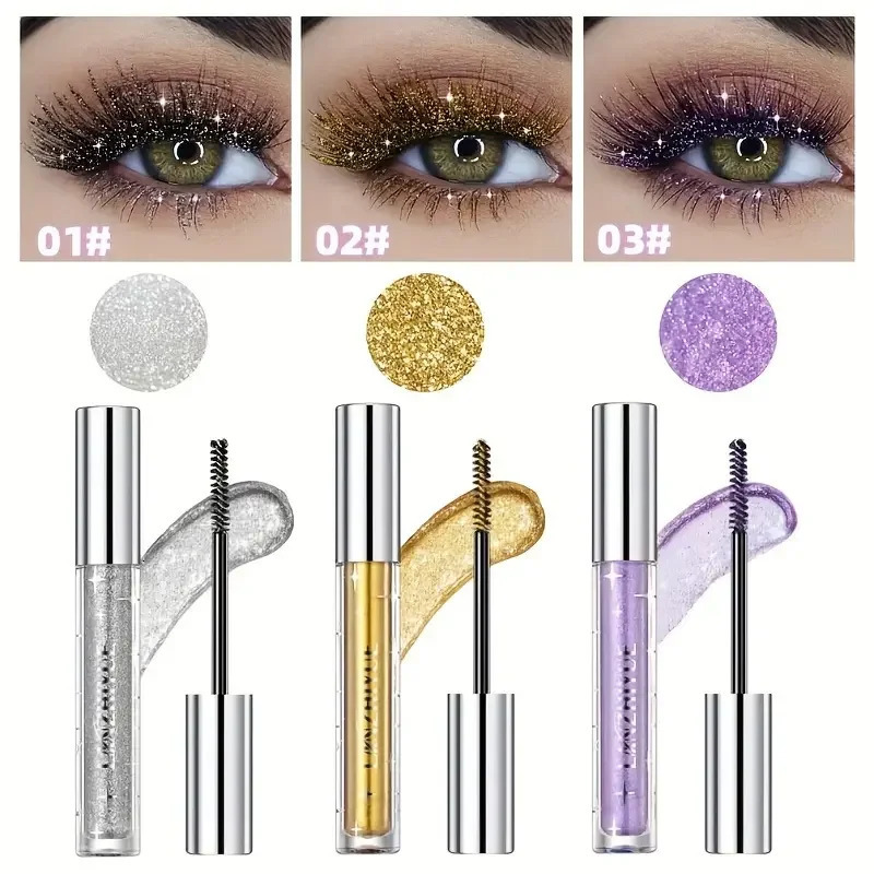 Waterproof Diamond Shine Volume Curl Mascara - Glitter Snow Effect Smudge-proof Eye Makeup for All Skin Types Womens Cosmetics 250618
