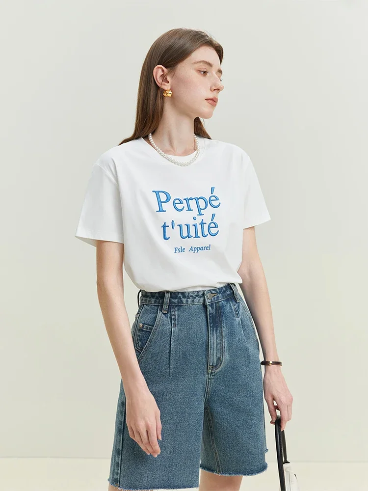 Simple Style Loose Short-sleeved T-shirt for Women Summer New Round Neck Cool Letter All-match Top Female