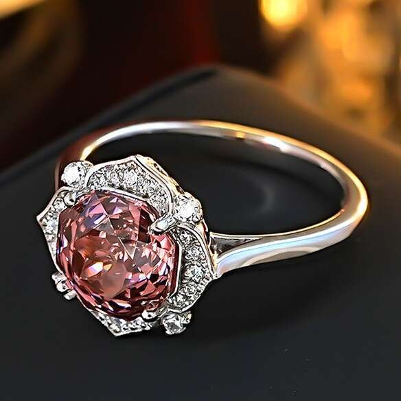 Millennial Rose Cut Light Luxury Versatile Inlaid High Carbon Diamond Elegant High-end Niche Design Simple Ring
