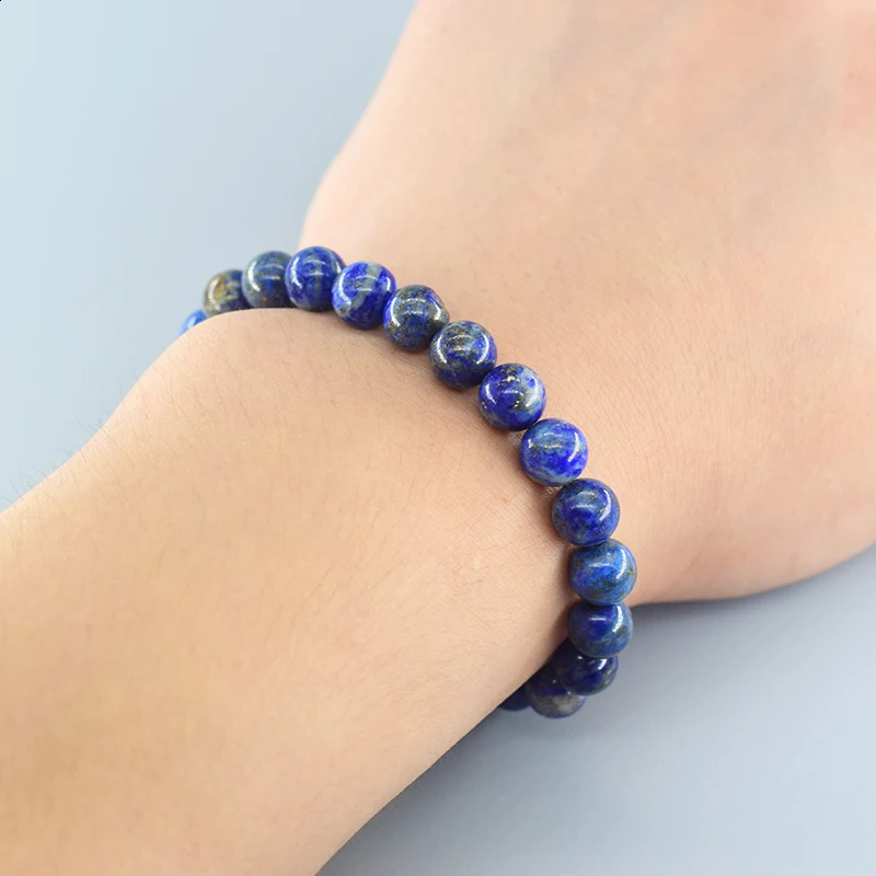 Real 5A Natural Lapis Lazuli Stone Beads Bracelet Homme Elastic High Quality Energy Healing Jewelry for Women Gift Boyfriend 250613