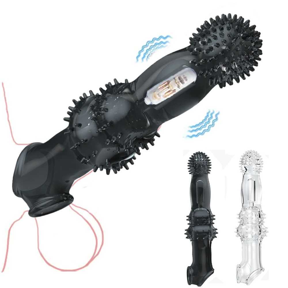 Reusable Condoms Extend 8cm Penis Enlargement Sleeve Vibrator Cock Ring Sex Toys for Men G Spot Vibrating Delay Ejaculation W250618