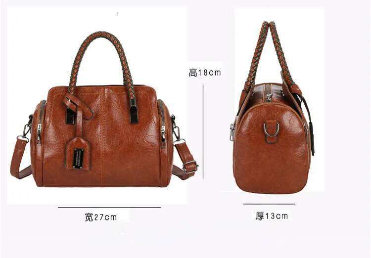 2025 Autumnwinter Vintage European And American Style Contrasting Women Handbag Crossbody Multi Compartment Boston Women's Bags
