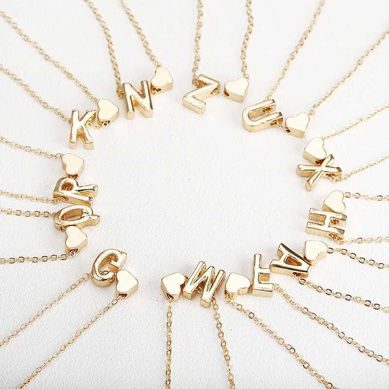 Fashion Tiny Heart Dainty Initial Necklace With Letter Name Choker Necklace For Women Pendant Jewelry Accessories Gift W250618