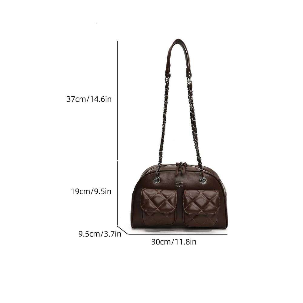 Vintage Boston With -Style Embroidered Pillow Elegant Commuting Shoulder Bag