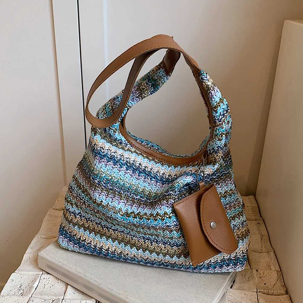 Wen Str Tote Bag Wear Resist Hand Woven Shoulder Bag Large Capacity Shoulder Bag Handbag Leisure Bag with Mahing Cluh B250618