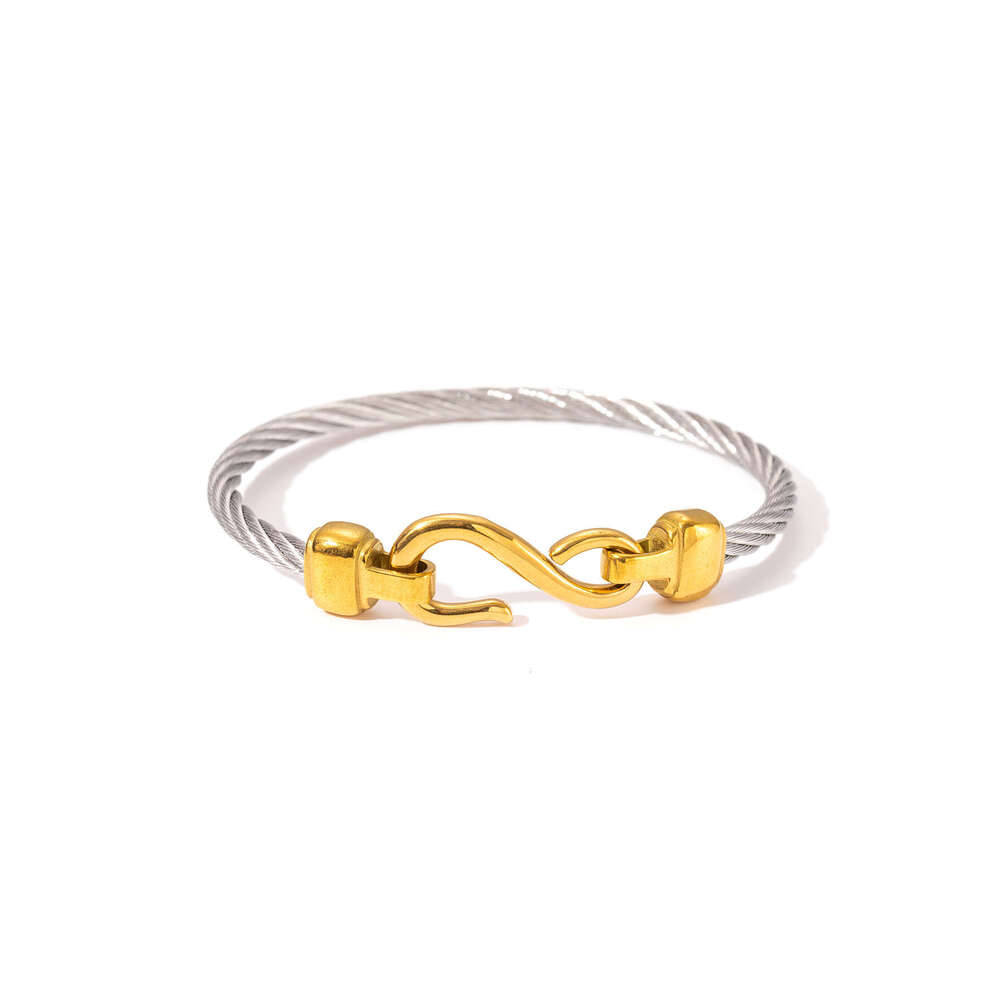 Luxury jewelry designer bracelet gold bracelet between steel wire ropes Europe America stainless steel non fading versatile titanium Fried Dough Twist