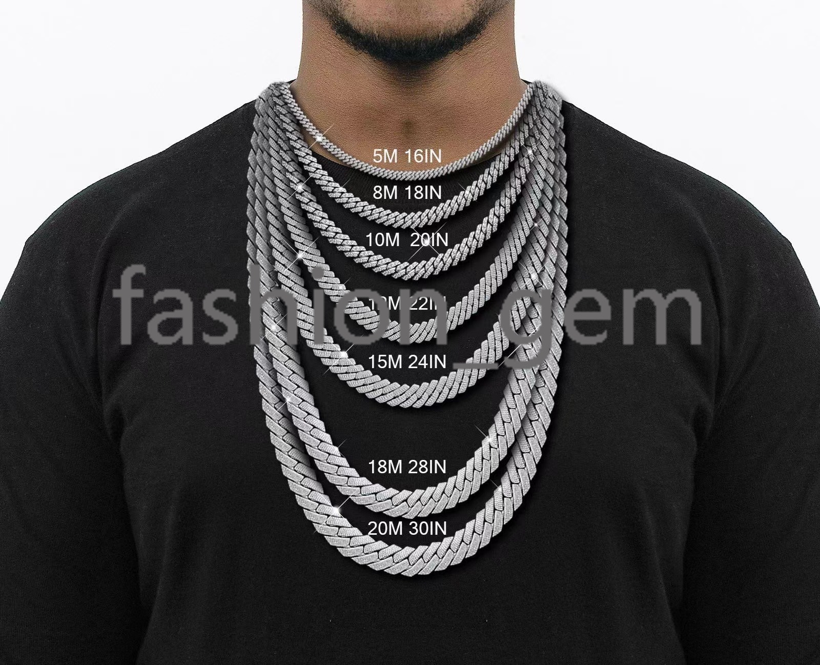 Top Selling Hiphop Moissanite Cuban Chain 3 Row 15mm Gold Plated 925 Silver Vvs Moissanite Cuban Link Chain