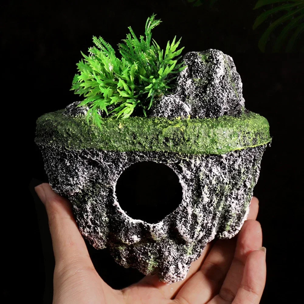 Suspended Island Fish Tank Decorative Creative Floating Stone Simulation Plants Caverns Crafts Ornaments Aquarium Accessories 250613