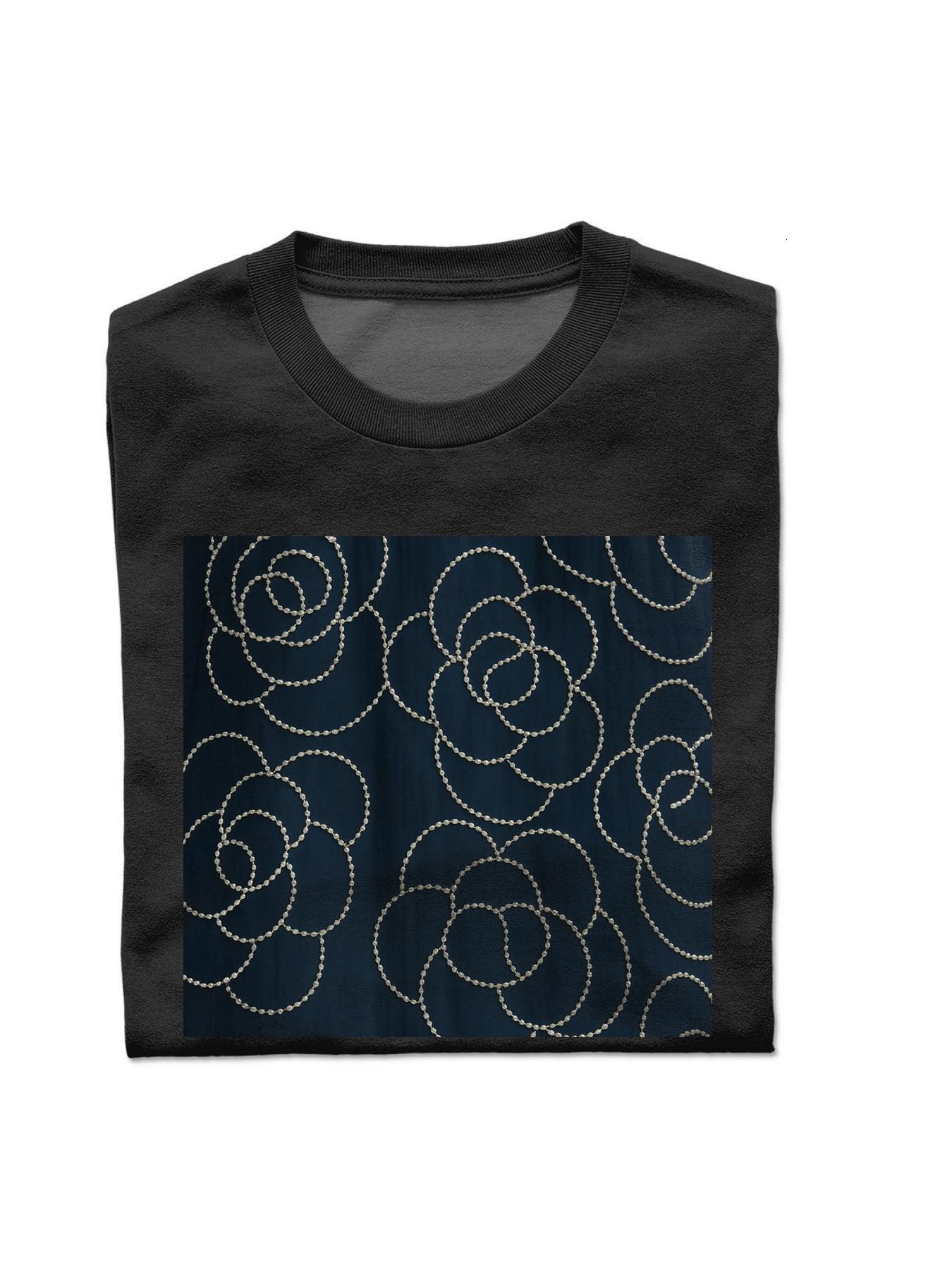 T-shirt with a pattern of circles and stars on it S-3XL Short sleeve