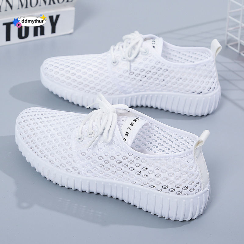 White Sneakers for Women, Breathable Mesh, 2021 New Summer Thin Mesh Versatile Hollow Casual Shoes, Mom Style ddmythur
