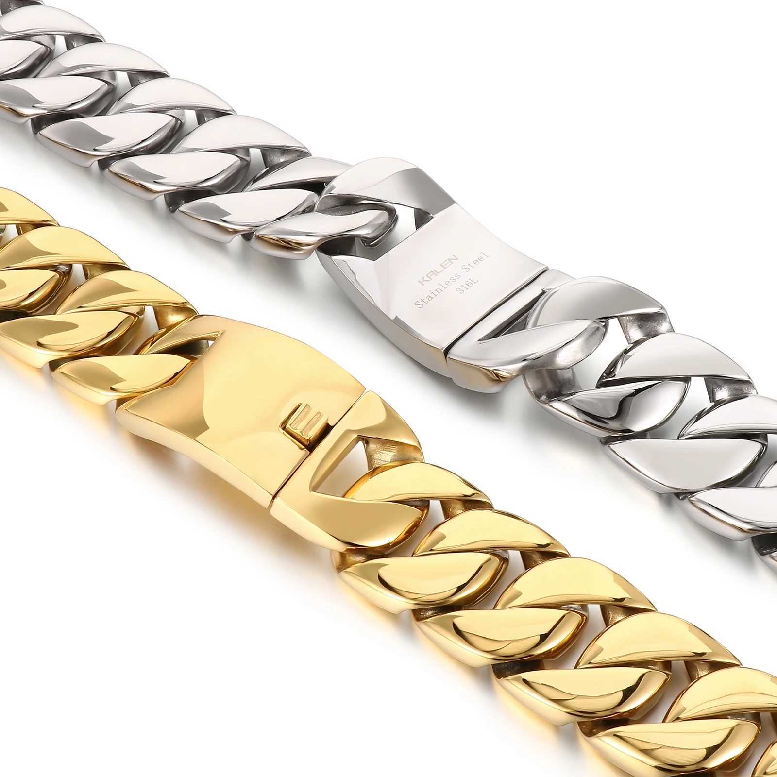 31mm Big Heavy Chunky Cuban Bracelet Necklace Jewelry Set - 316L Stainless Steel - KB49305-D W250618
