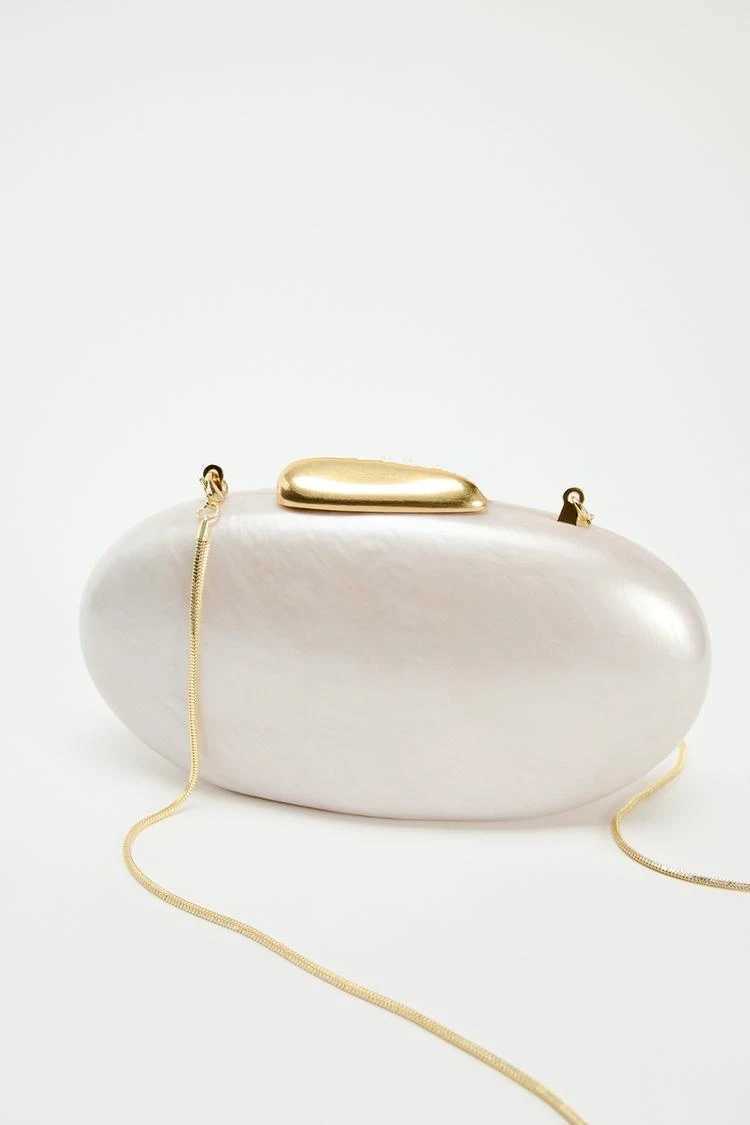 Egg Shape Clutch Bag Acrylic Purse Women Wedding Evening Party Cute Ivory Pearl Color Purse Handbag Summer New 2024 Z250618