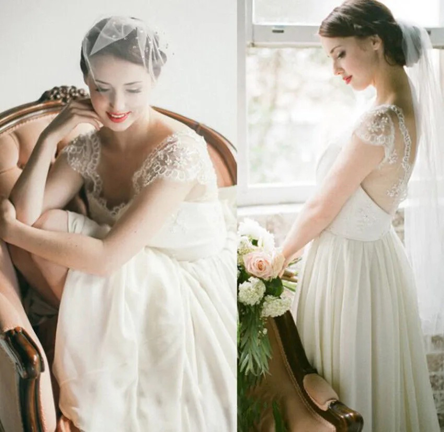 Sexy Open Back Bohemian Wedding Dresses Bridal Gowns 2025 robe de mariee Backlesses A-Line Lace Chiffon Plus Size Country Beach Boho Bride Dress