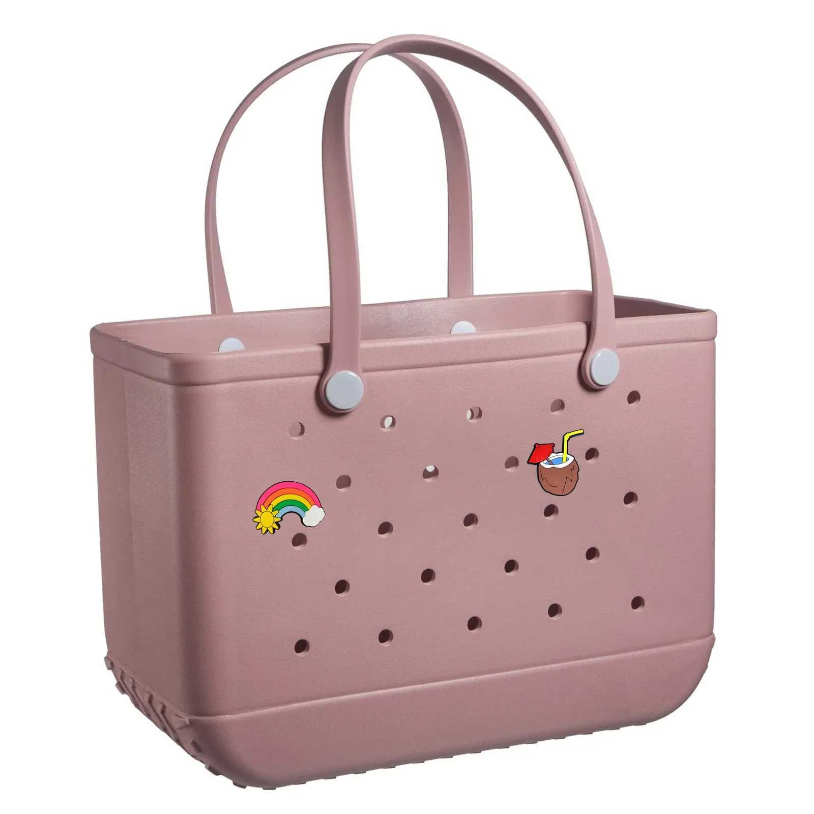 Fi Large Beach Bags EVA Rubber Waterproof Storage Baskets Travel Shopping Handbag Wen Shoder Solid Color Jelly Bag B250618