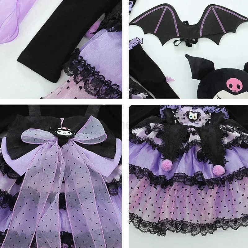 Sanrio Anime Sanrio Hello Kitty Kuromi Childrens Dress CosPlay Academy Style Pleated Skirt Girl Princess Clothes Girl Birthday GiftXJ250618