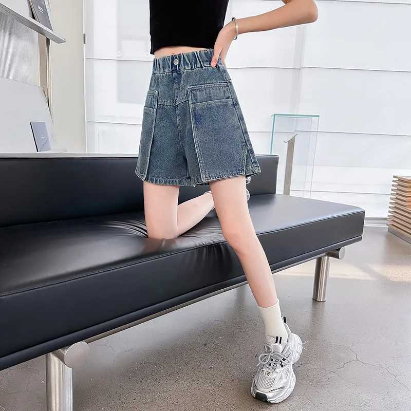 Girls summer work shorts 2025 new fashion jeans casual sports shorts 5-15 years oldC250617