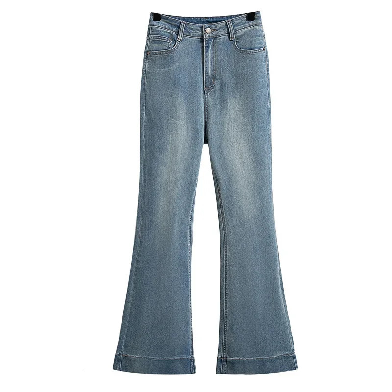 Plus Size High Waist Bell Bottom Jeans Womens Elastic Slim Fit Ice Green Horse Hoof Pants Spring Autumn Fashion plus Size Tr 250609