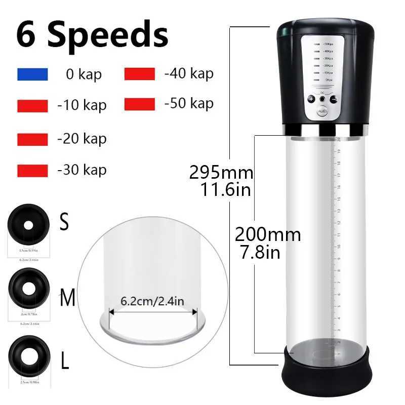 Electric Penis Pump Sex Toys for Men Masturbator Penis Extender Vacuum Pump Penile Enlargement Male Masturbator Massager Ring W250618