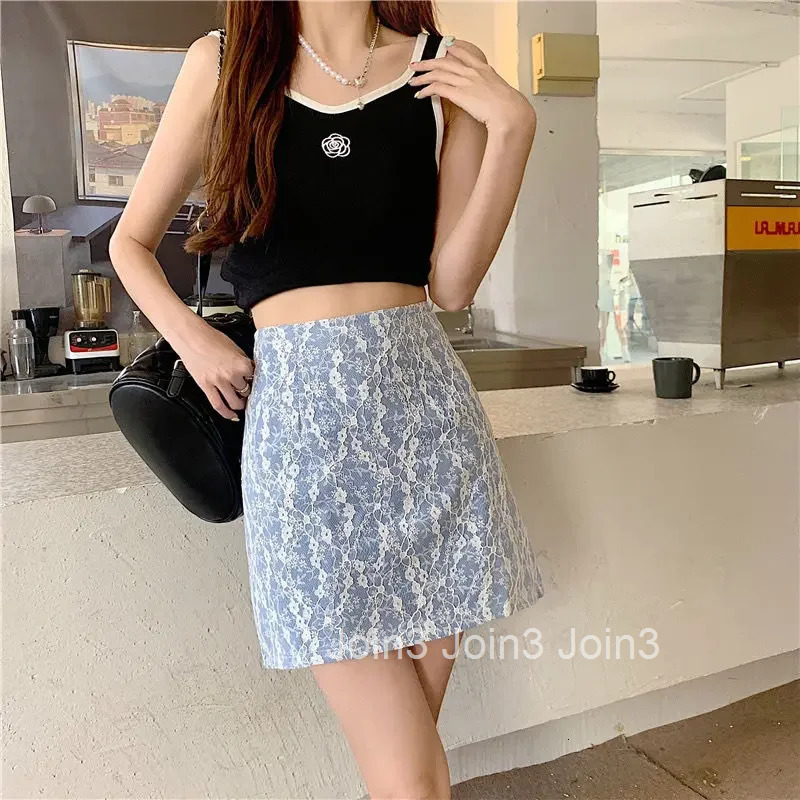 High Waist Skirts for Women Tight Short Woman Skirt Wrap Lace Mini Zipper V Y2k Vintage Korean Style Quality 2025 Trend A Line