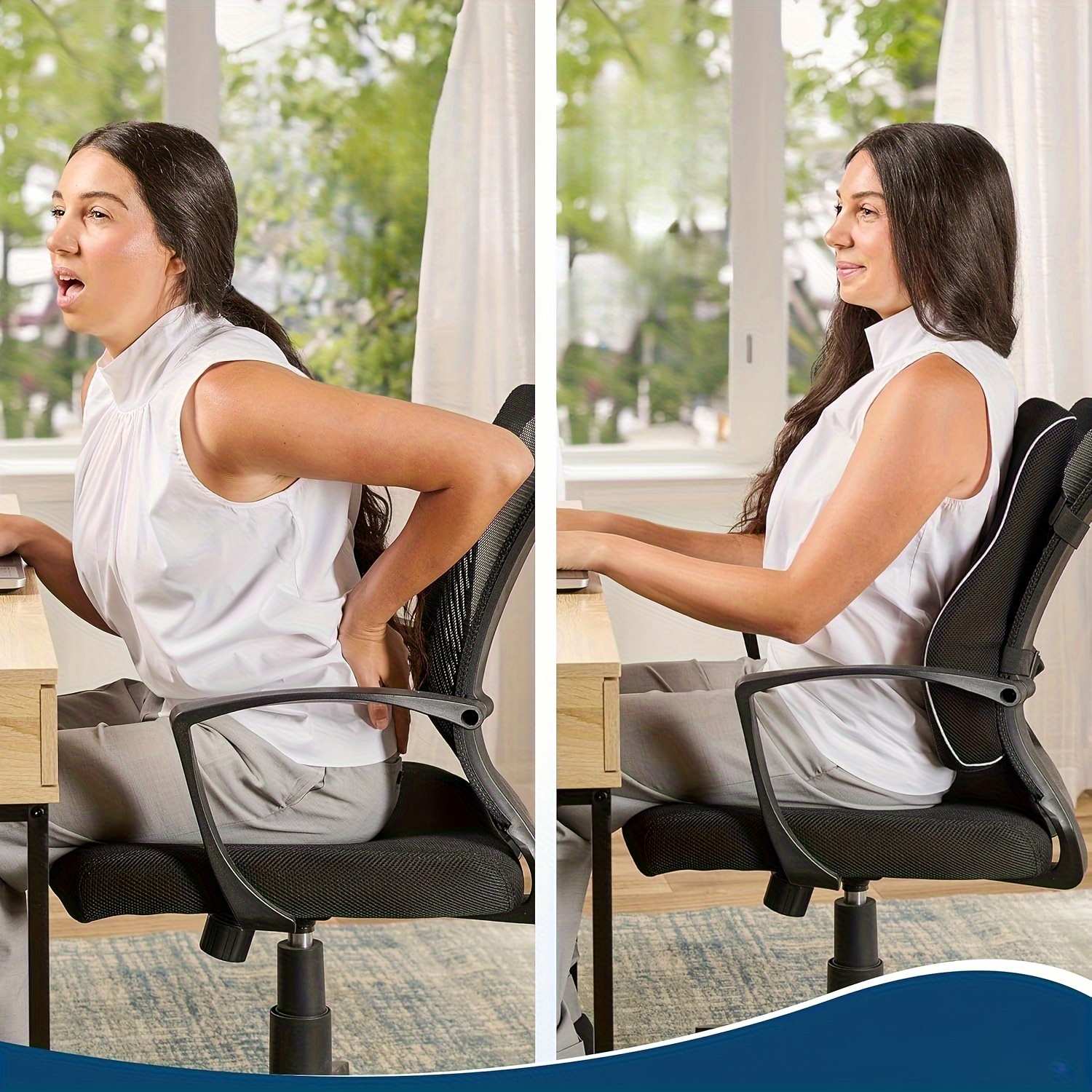 Slow rebound car lumbar office memory cotton slow rebound lumbar chair headrest