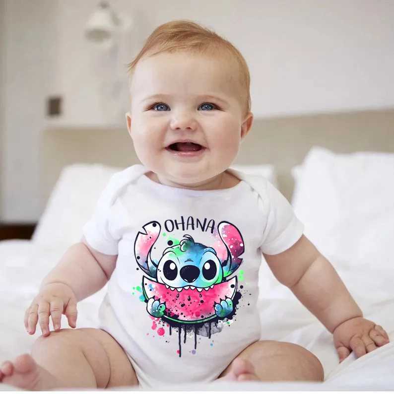Kawaii Stitch Print Baby Clothes 100% Cotton Short Sleeve Romper Boy Girl Bodysuit Summer Newborn Jumpsuit 0-24MC250617