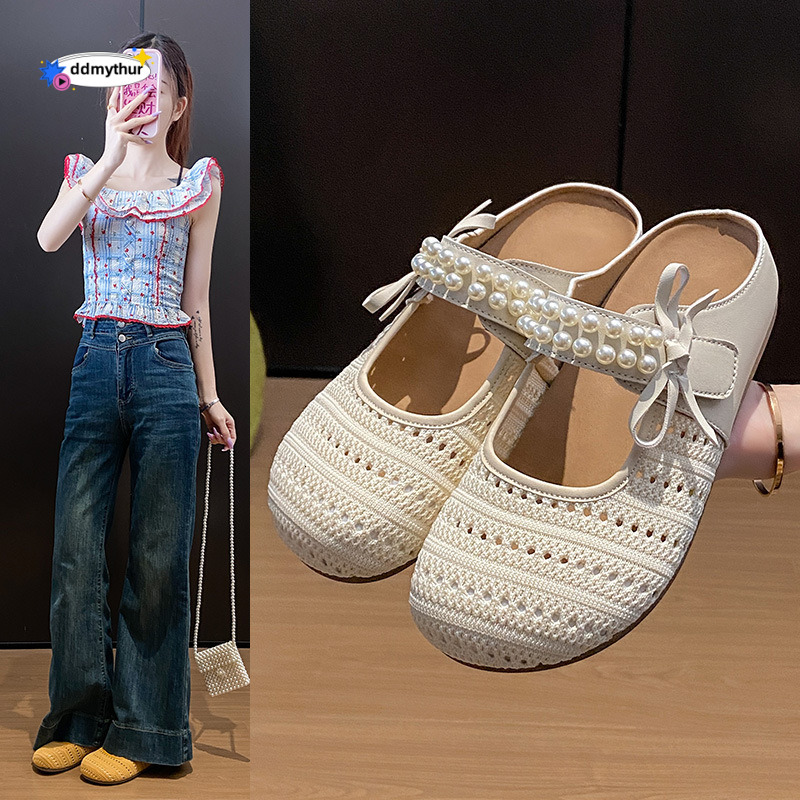 2025 Korean Style Summer New Half-Slip White for Women Ins Breathable Student Height Increasing Casual Women's Shoes Street Shooting Y12 ddmythur