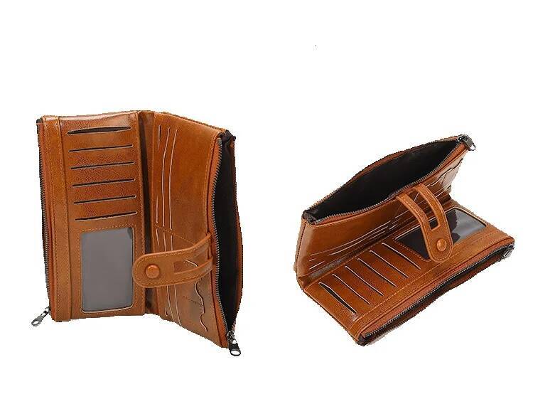 Free Shipping Designer 2025 Luxury Bag New RFID Anti-magnetic Wallet For Women Vintage Oil Wax Leather Clutch PU Multifunctional Long Wallet For Women
