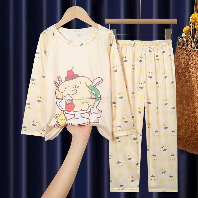Sanrio Sanrio Collection Children Pajama Sets Trendy Anime Pattern Print Boys Girls Pajamas Suit Soft Loose Comfortable Homewear AutumnXJ250618XJ25061