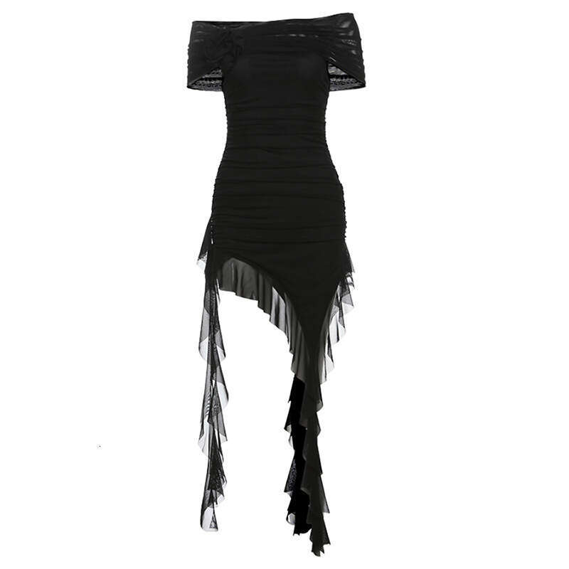 Spring New Women's Solid Color Slim Fit High Waist Fashion Off-Shoulder Tube Dress B5