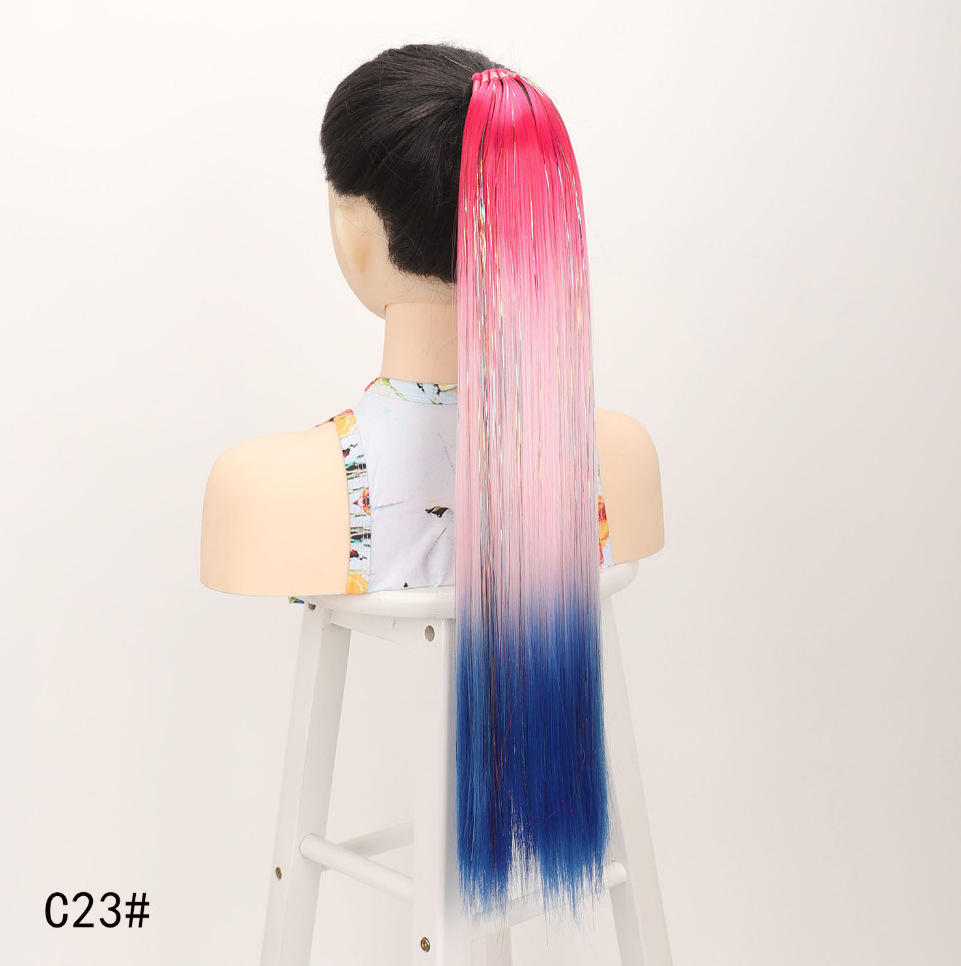 Luxurious Lasered Silk Fiber Pony Tails With Smooth Gradient Shading In Metallic Shades For Instantly Enhanced Hairstyles