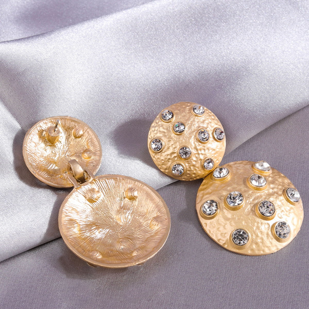 Style Fashion American Elegant Dia-Studded Personality Large and Small Circle Earrings Versatile Studs